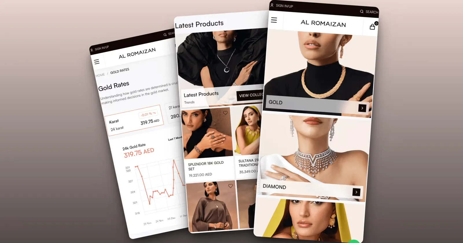 Al Romaizan: Jewellery & Gold E-commerce screen 2