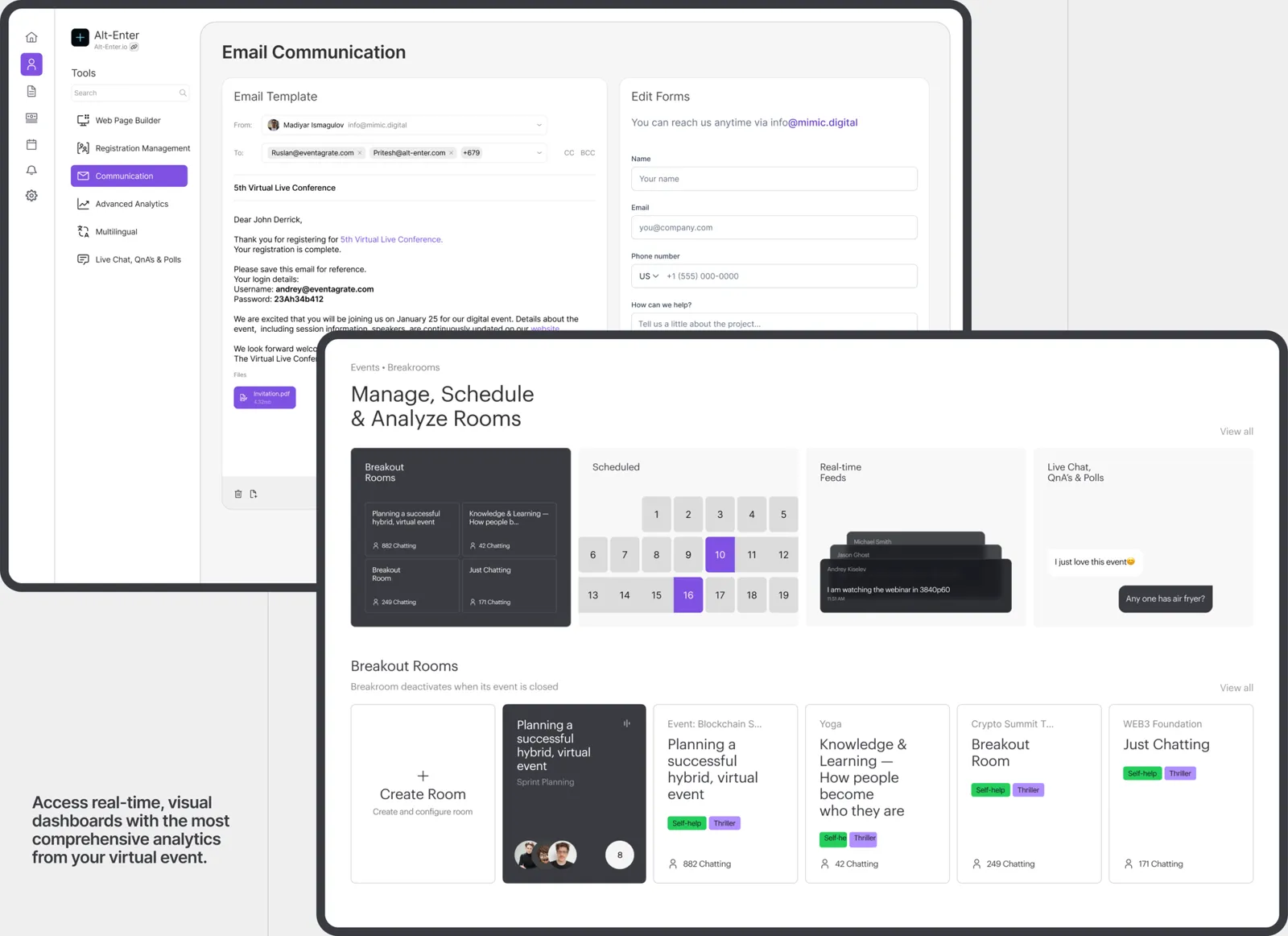 Mimic: Hybrid & Virtual Event Management screen 1